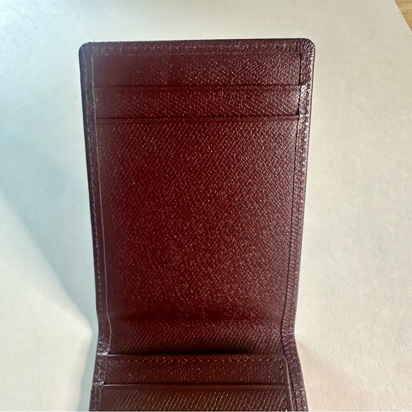Authentic Sotania European Leather Card Money Holder w Map, Brown/Red 4.5” 3” - Picture 6 of 10